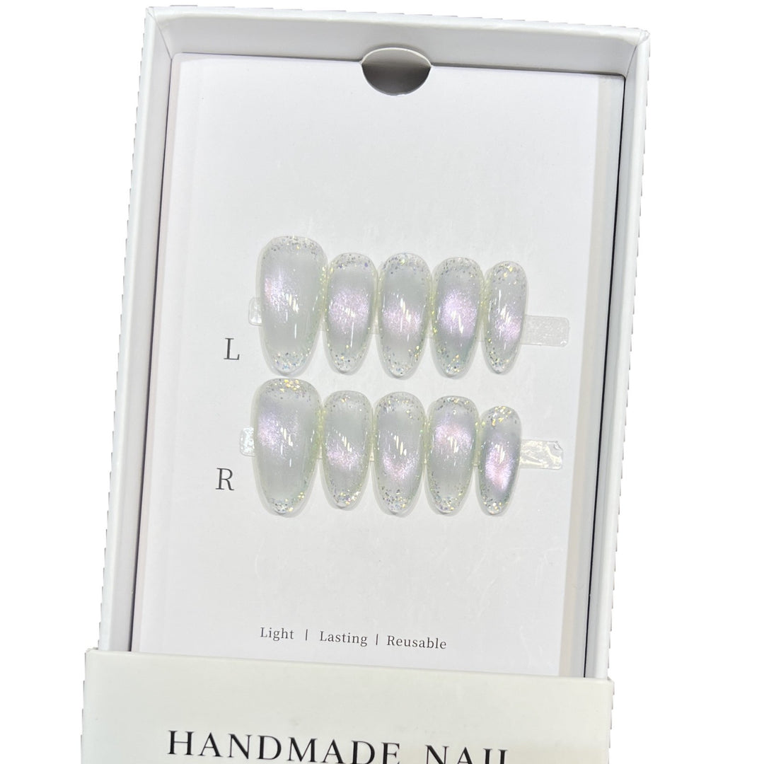 Handmade Press-On Nail Set with Iridescent Finish Stornfield
