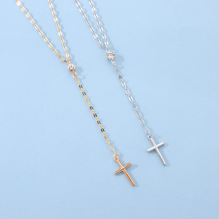 Dainty Cross Lariat Necklace Stornfield