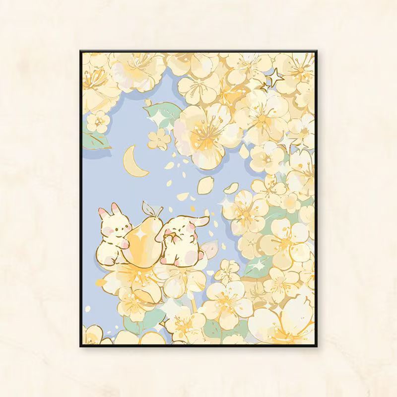 Whimsical Floral and Animal-Themed Canvas Art Print Stornfield