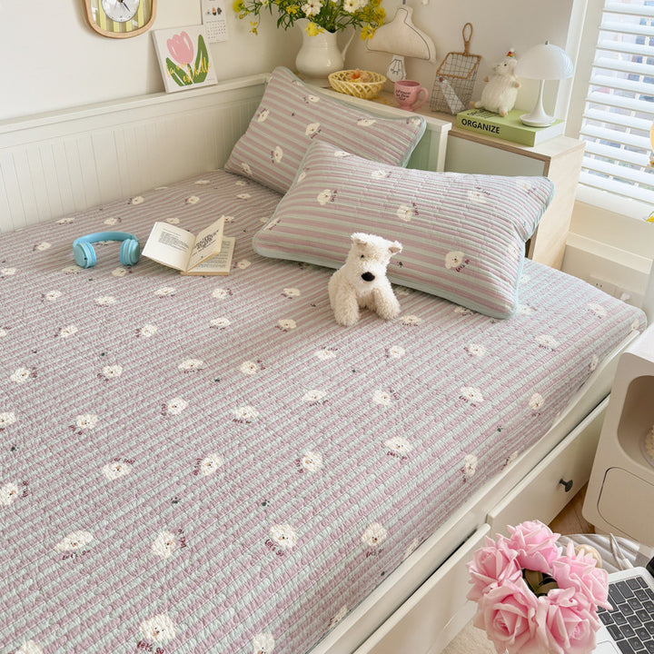 Lightweight Quilted Cotton Bedspread and Mattress Coverlet Set