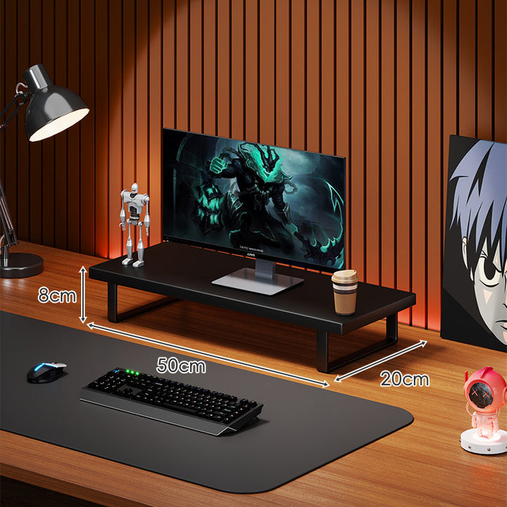 Solid Wood Monitor Riser with Minimal U-Frame Metal Legs