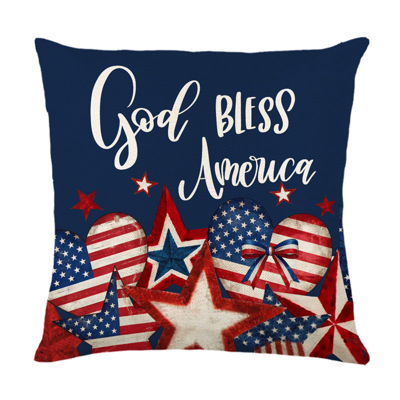 Patriotic Decorative Throw Pillow Cover with USA Map and 'Home' Typography