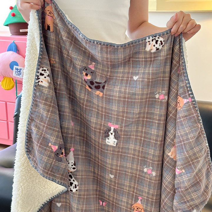 Cozy Dog-Themed Sherpa Blanket