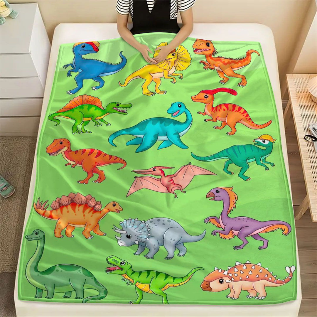 Dinosaur-Themed Plush Throw Blanket