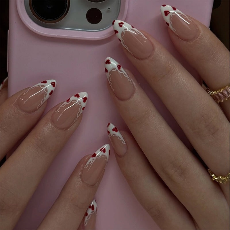 Artificial nail set with stylish flower and lace embellishments Stornfield