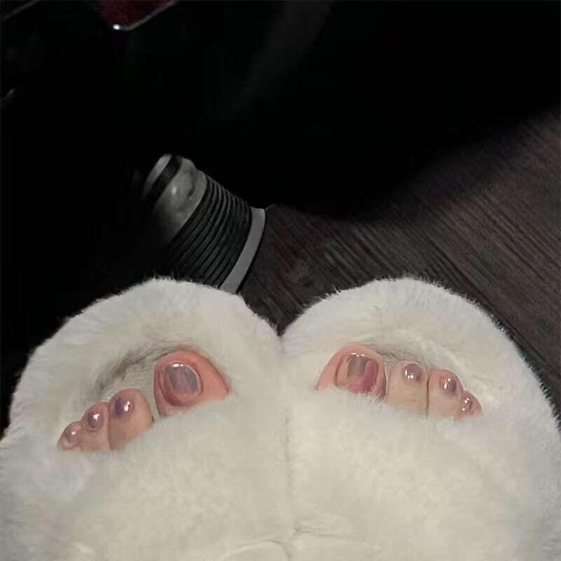Plush Faux Fur Open-Toe Slippers Stornfield