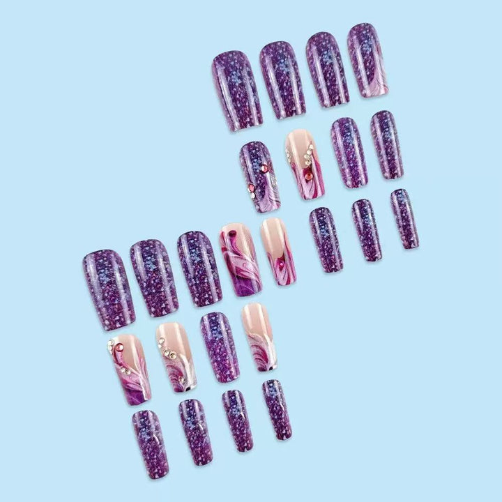 Acrylic nail set with luxurious color gradients and sparkling accents Stornfield