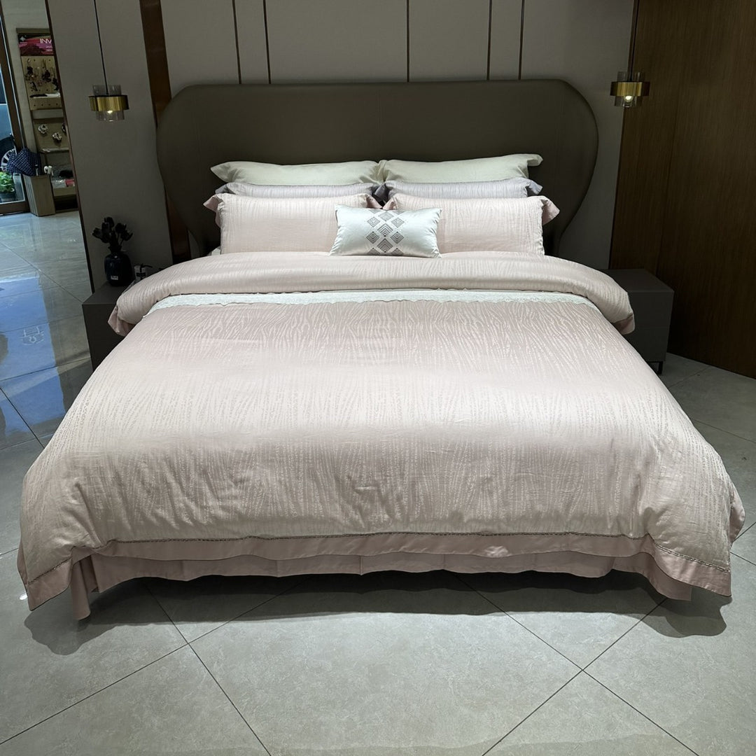 luxurious cotton satin bedding set with embroidered edge