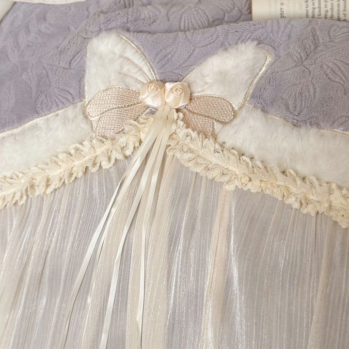 Luxury Ruffled Jacquard Duvet Cover Set with Embroidered Pillow Shams