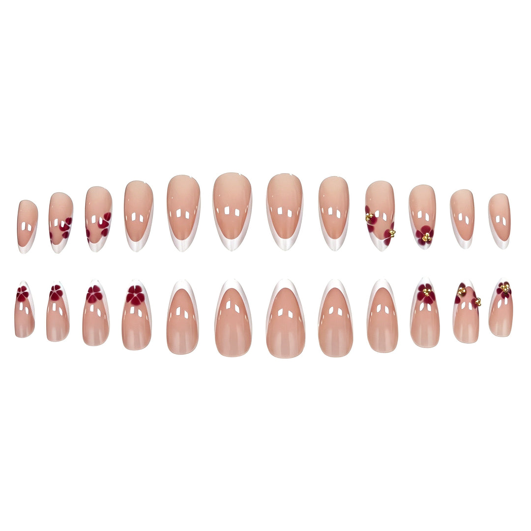 Artistic Floral French Tip Press-On Nails Stornfield
