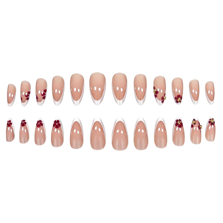 Artistic Floral French Tip Press-On Nails Stornfield
