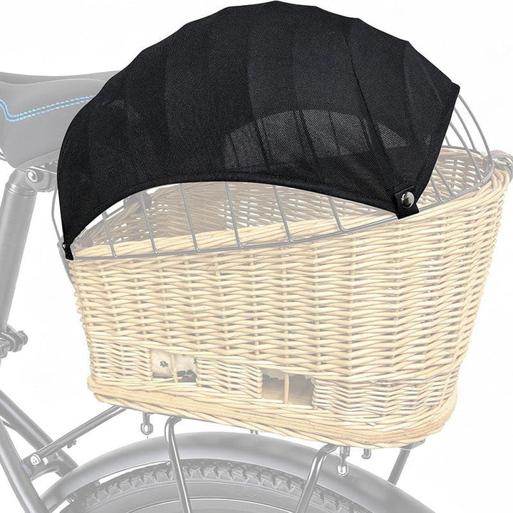 detachable breathable mesh canopy for front bicycle wicker basket with snap fasteners Stornfield