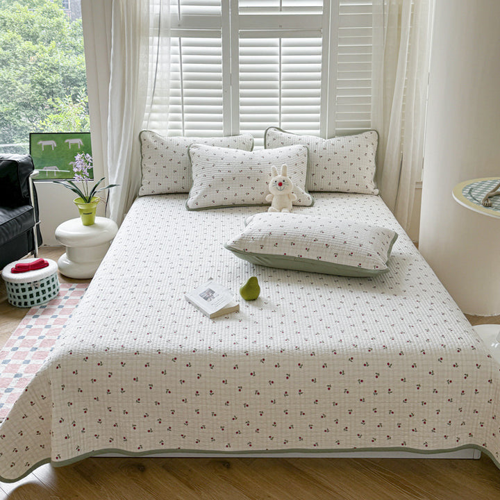 Lightweight Quilted Cotton Bedspread and Mattress Coverlet Set