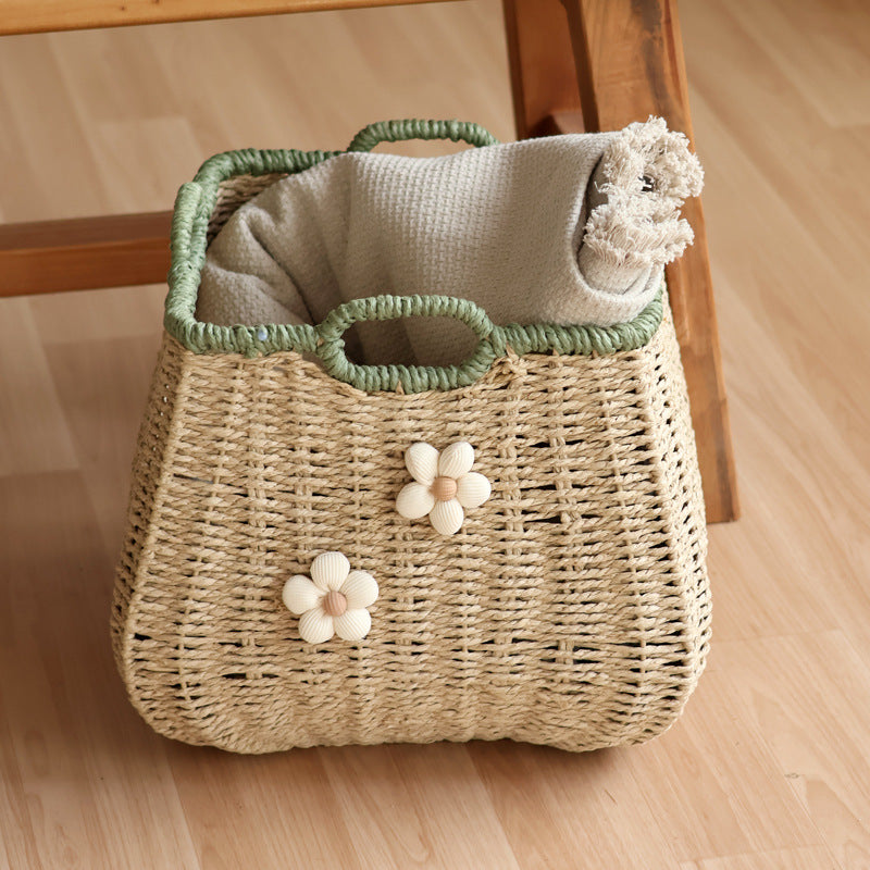 Handcrafted basket with flower appliqué Stornfield