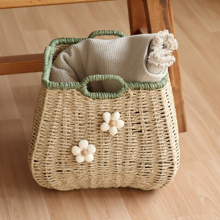 Handcrafted basket with flower appliqué Stornfield