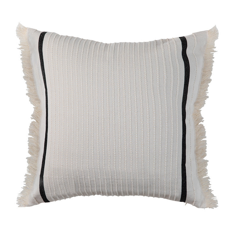 Boho cushion cover with fringes and textured weaving Stornfield