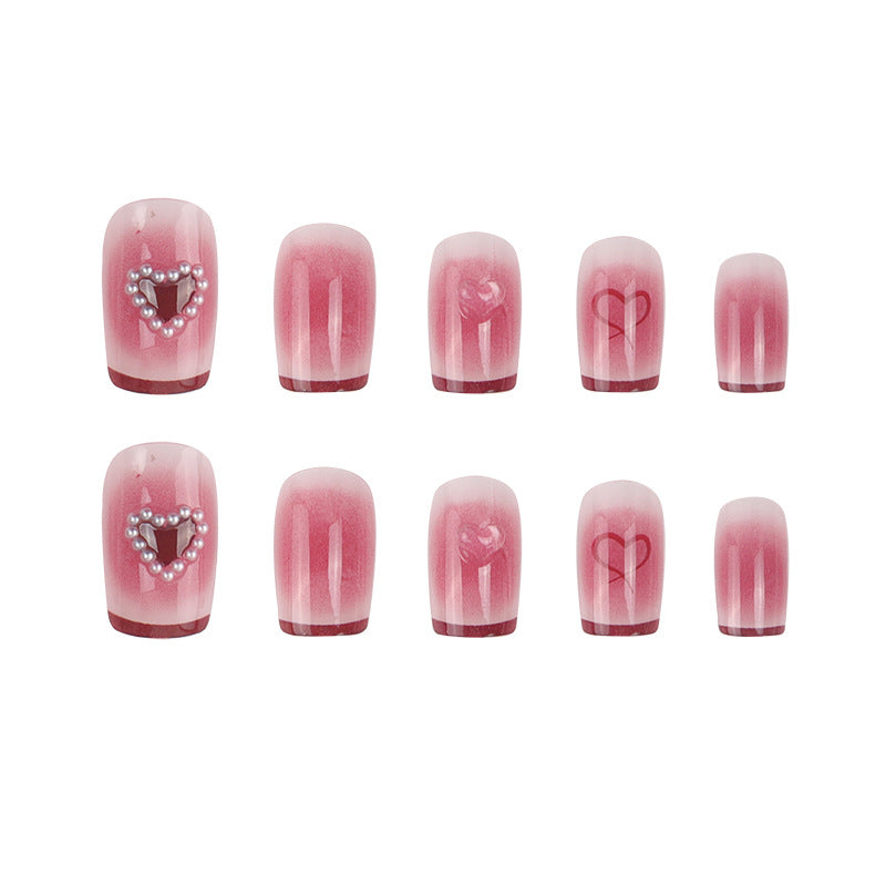 Elegant Heart-Embellished Press-On Nails Stornfield