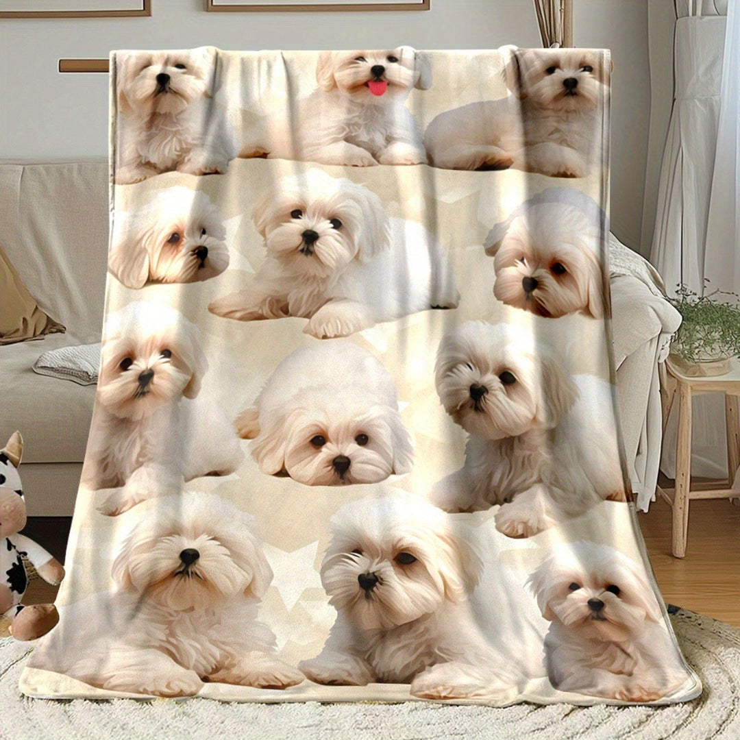 Soft Cartoon Dachshund-Themed Fleece Blanket