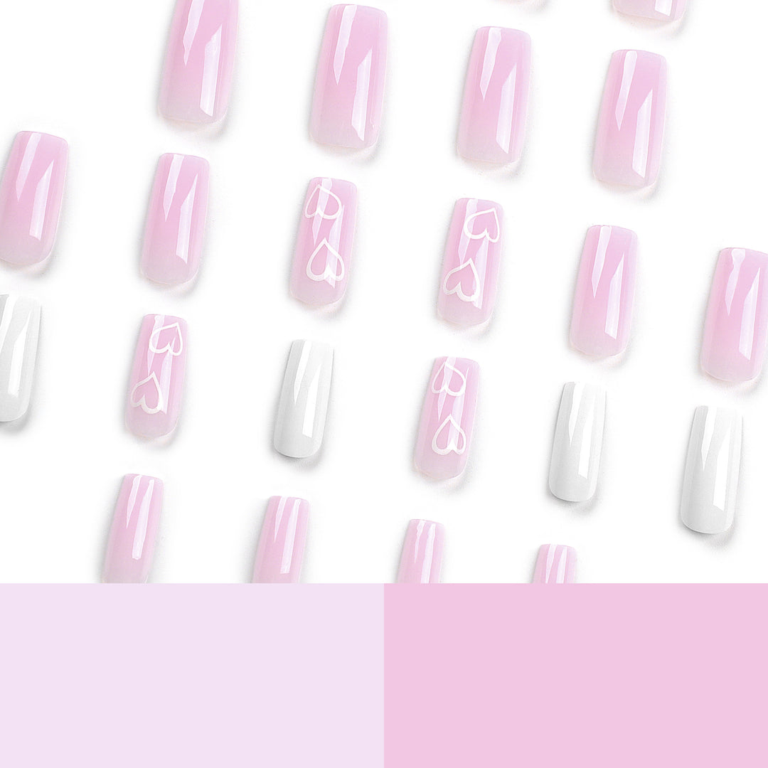 Artful Nail Extensions with Heart Patterns Stornfield
