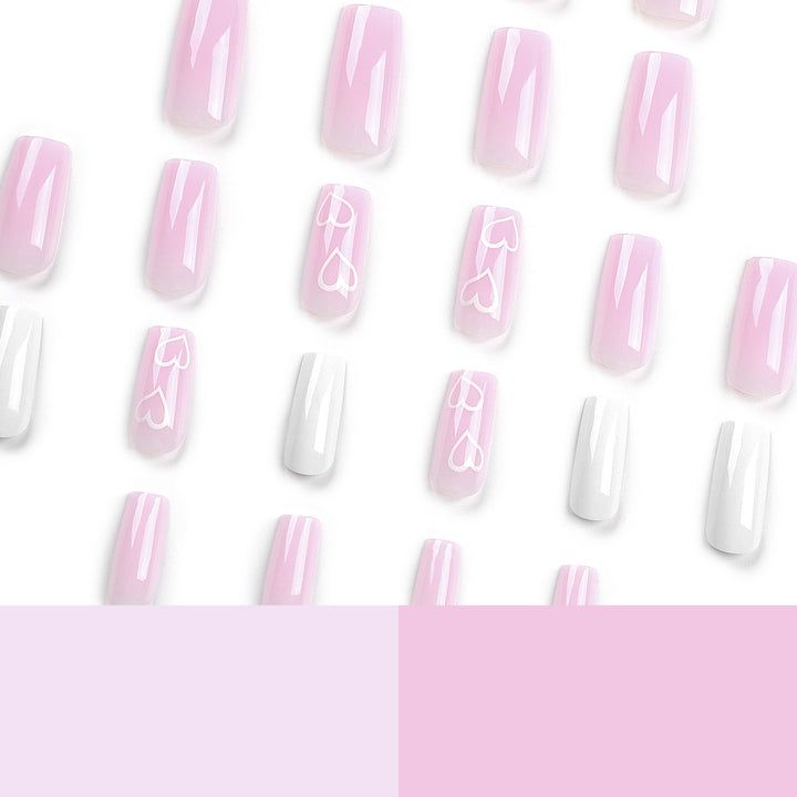 Artful Nail Extensions with Heart Patterns Stornfield