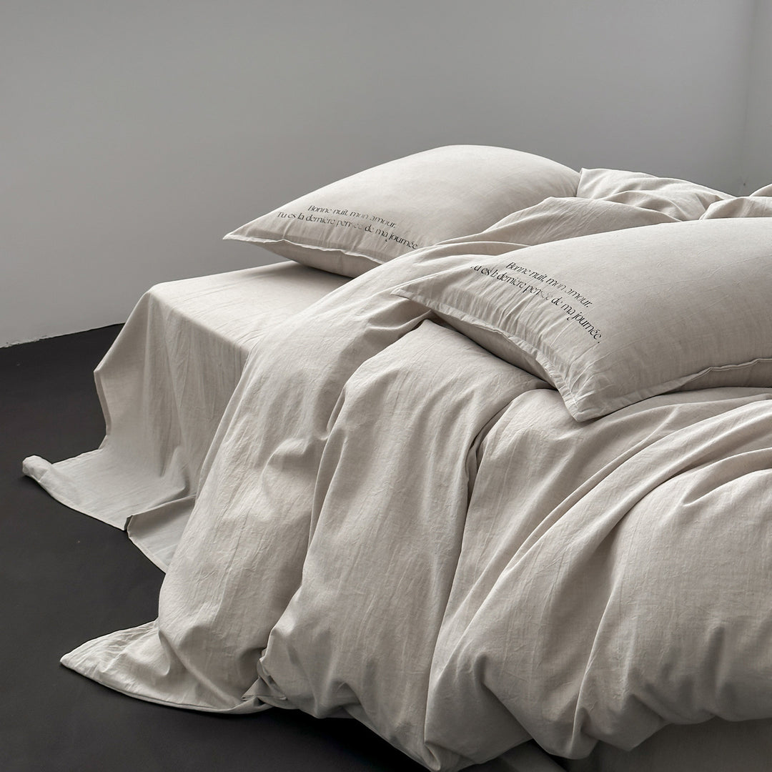 Washed Belgian Linen Duvet Cover Set with Pillowcases