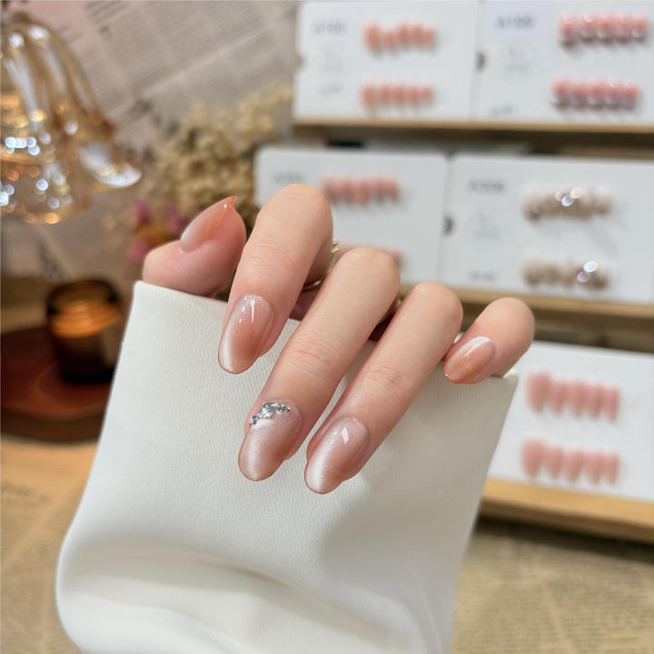 Elegant Press-On Nail Set with Crystal Accent Stornfield