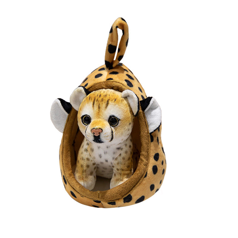 Plush Tiger Peekaboo Nest Comforter Toy with Hooded Pocket and Removable Cub Stornfield