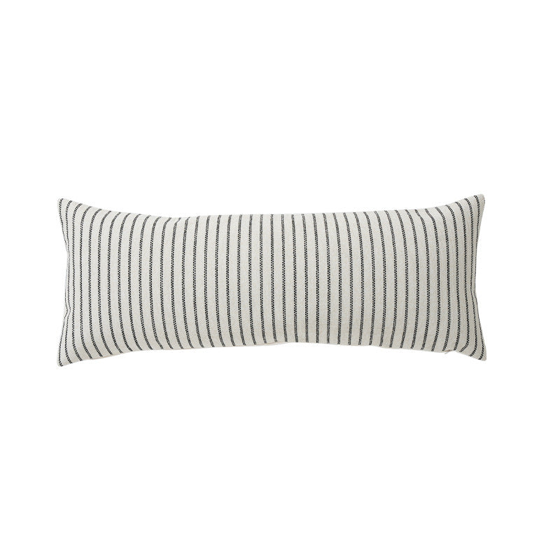 Long rectangular lumbar and neck pillow with textured woven look and concealed zipper Stornfield