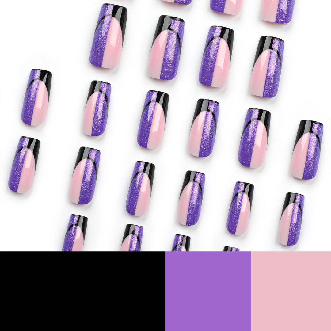 Artful nail extensions with glamorous color gradient and glitter details Stornfield