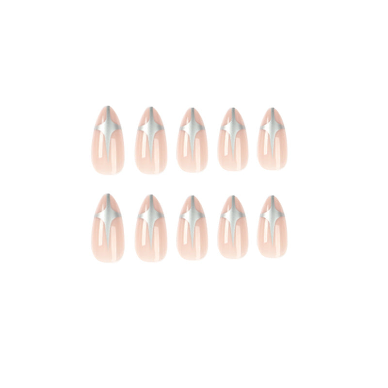 Artful Stiletto Nails with Silver Accents Stornfield