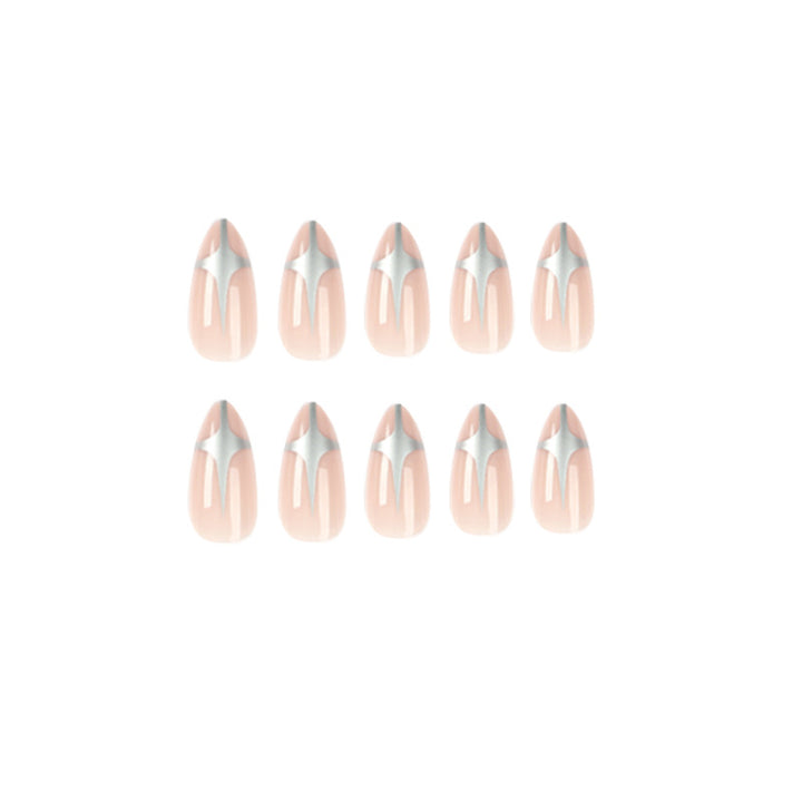 Artful Stiletto Nails with Silver Accents Stornfield