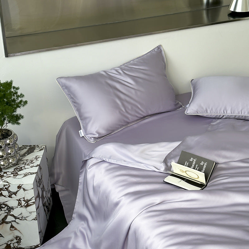 Reversible Premium Satin Bedding Set with Fine Piping and Extra Pillowcases