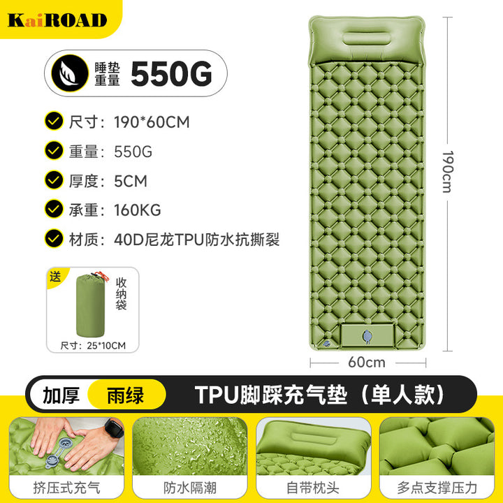 comfortable inflatable camping mat with integrated pillow and waterproof TPU surface Stornfield