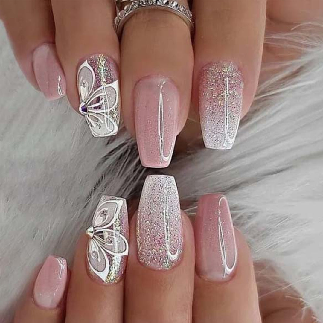 Ornate Butterfly-Inspired Acrylic Nail Extensions Stornfield