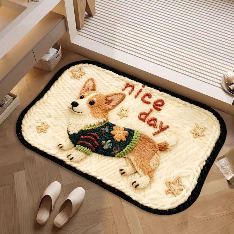 Cute Corgi-Themed Plush Area Rug