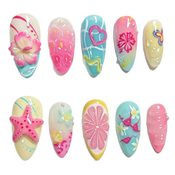 Artistic Ocean-Inspired Press-On Nail Set Stornfield