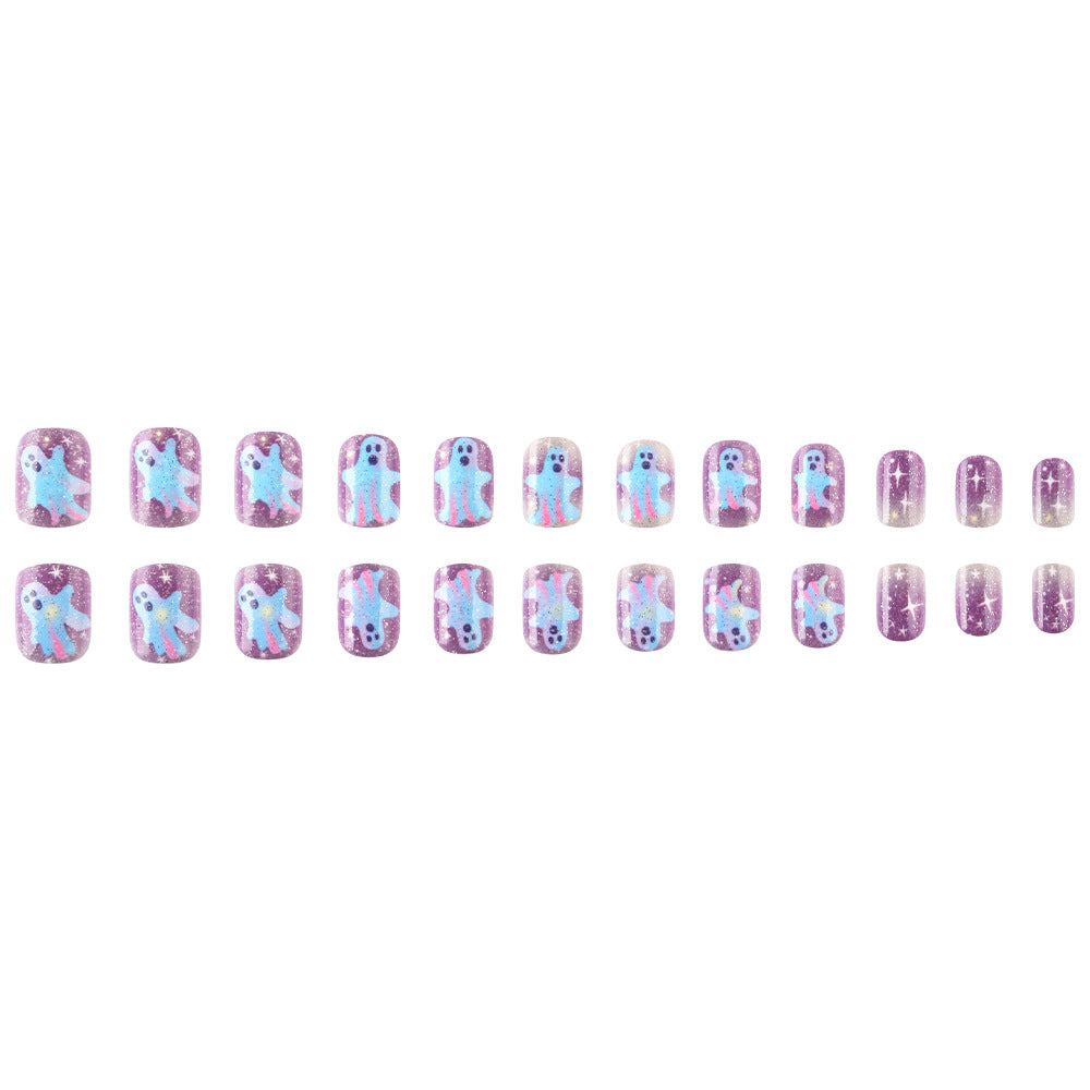 Artistic Ghost-Themed Press-On Nails Stornfield
