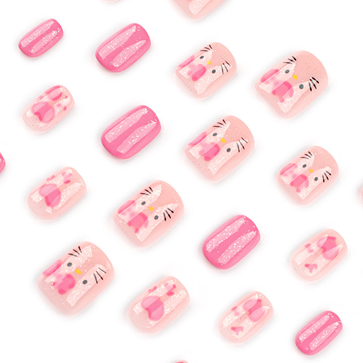 Artificial nail art with cute animal and heart motifs Stornfield