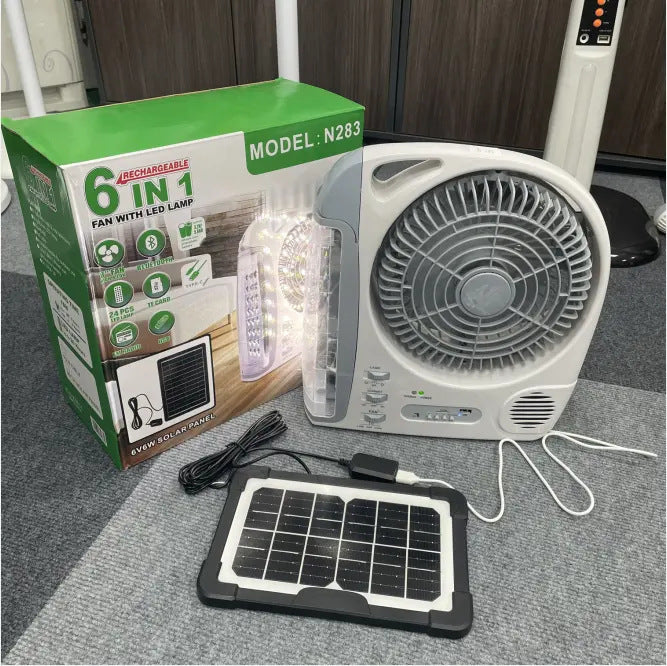 Unisex portable solar-powered fan with LED lamp Stornfield