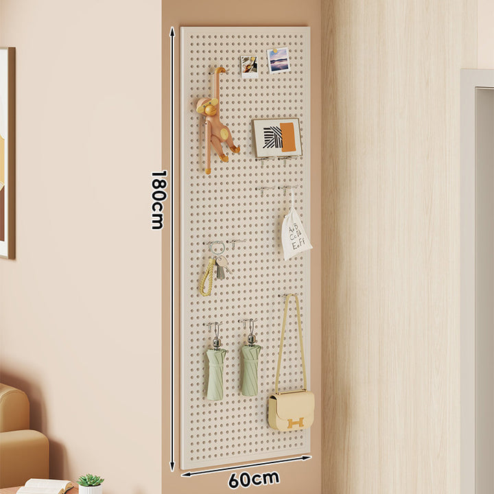 Wall-Mounted Perforated Pegboard Organizer Panel with Modular Hooks