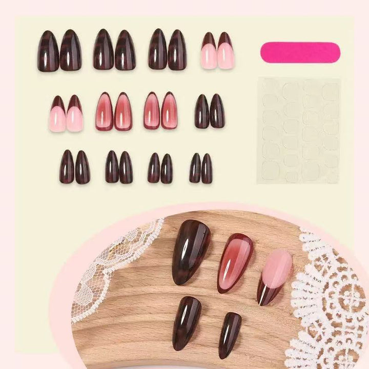 Acrylic nail set with stylish stiletto design and exciting color gradient Stornfield