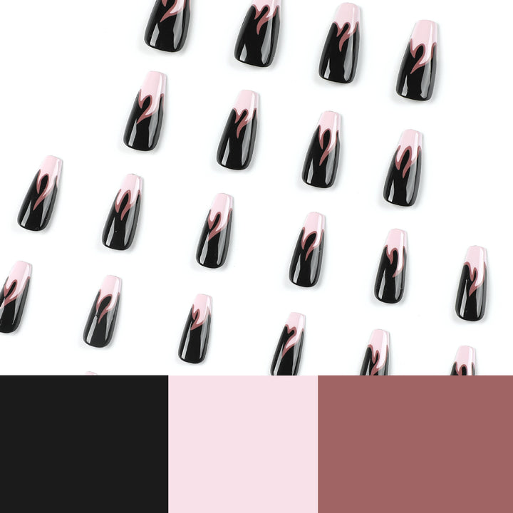 Artistic nail extensions with gradient and flame design Stornfield