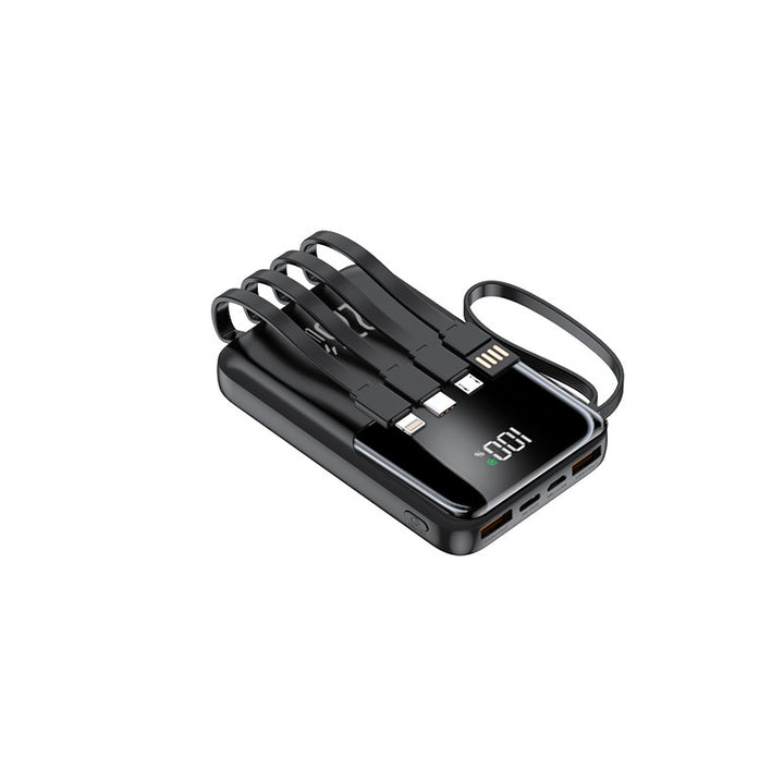 Portable power bank with multiple integrated charging cables and digital display Stornfield