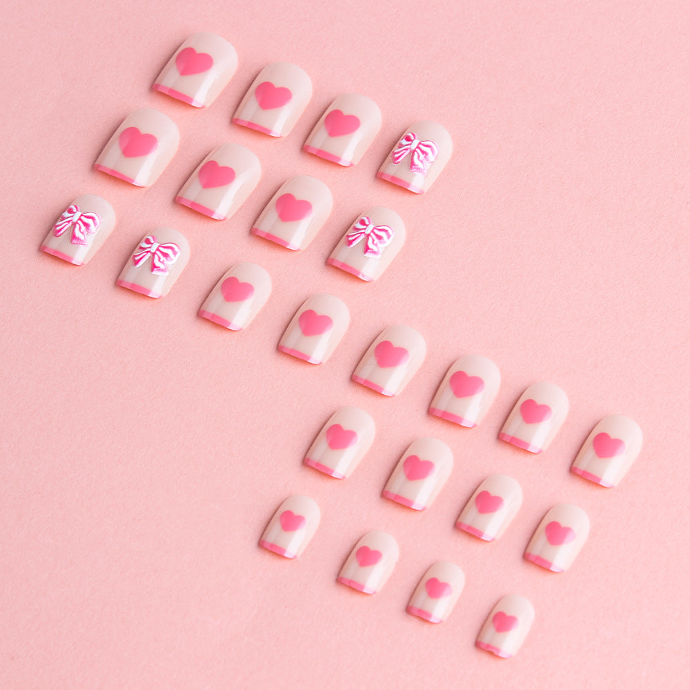 Heart and Bow-Embellished Press-On Nail Art Stornfield