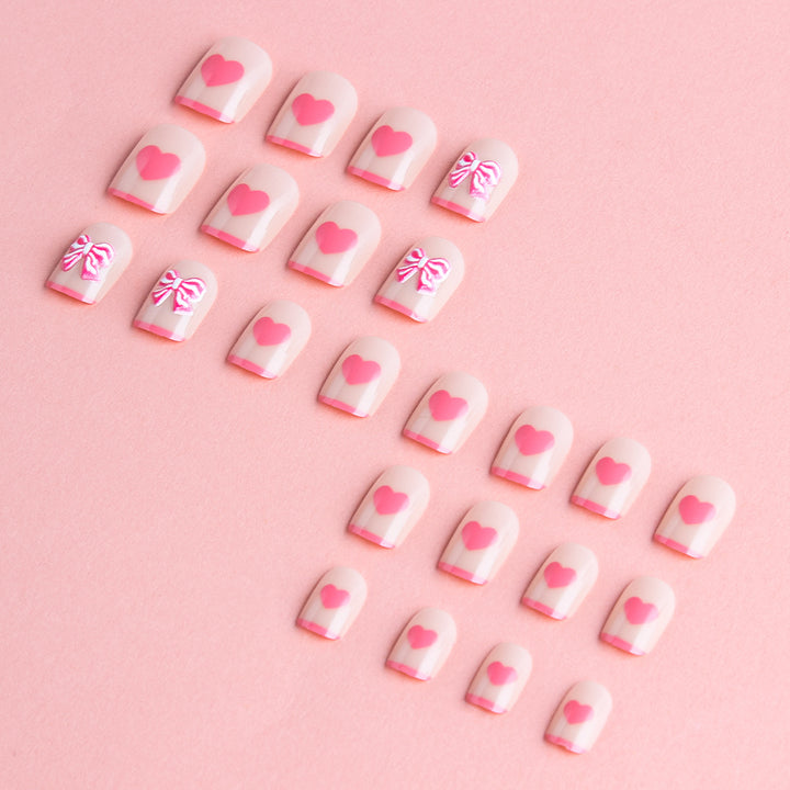 Heart and Bow-Embellished Press-On Nail Art Stornfield