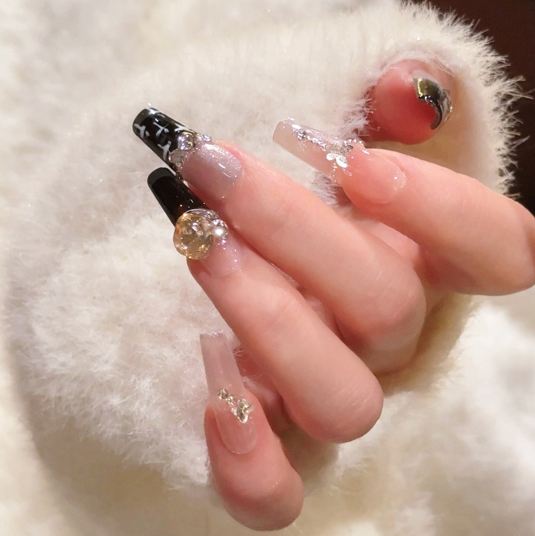 Elegant Decorative Press-On Nail Extensions with Pearls Stornfield
