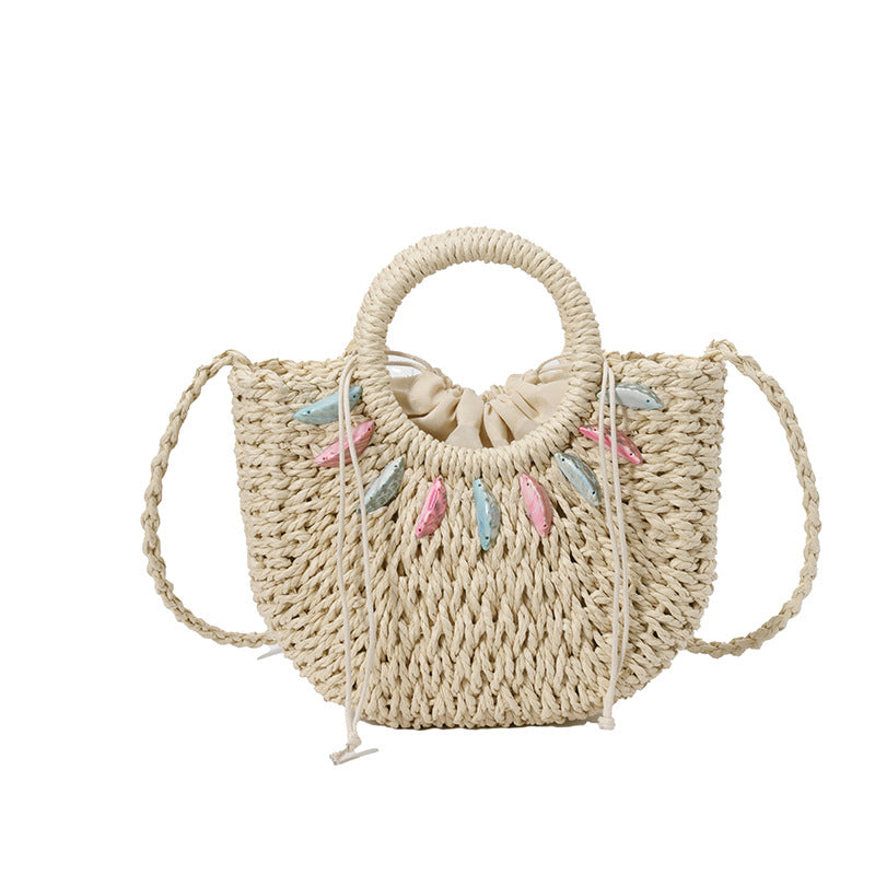 Fashionable straw bag with pearl embellishments Stornfield