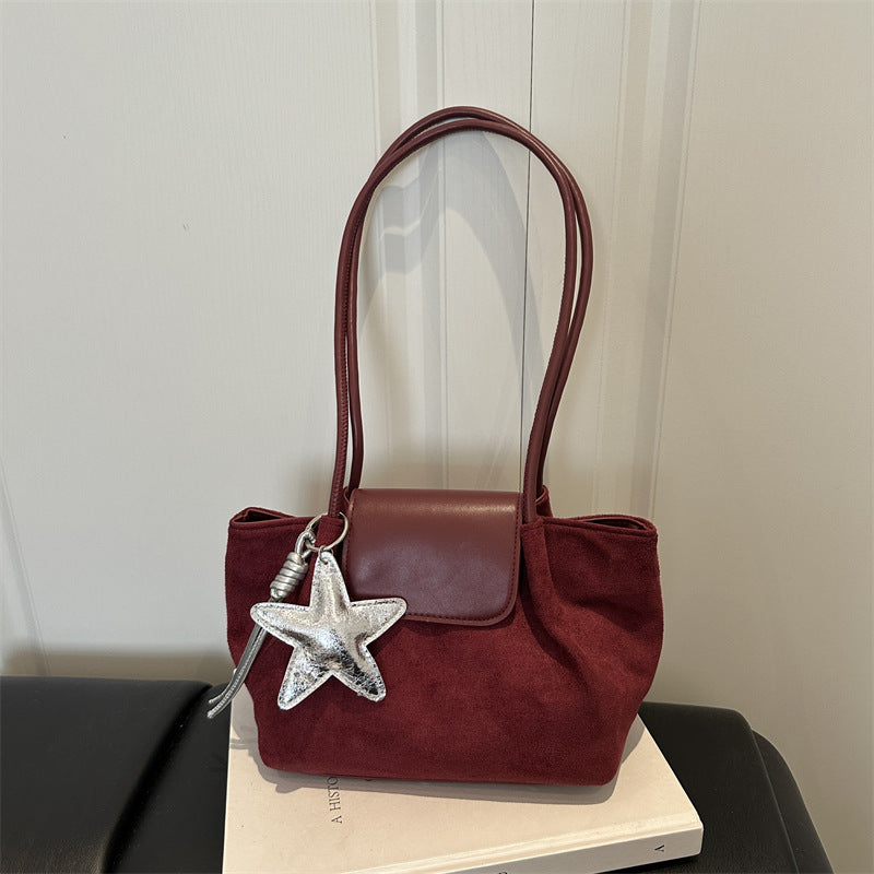Suede Handbag with Star Charm