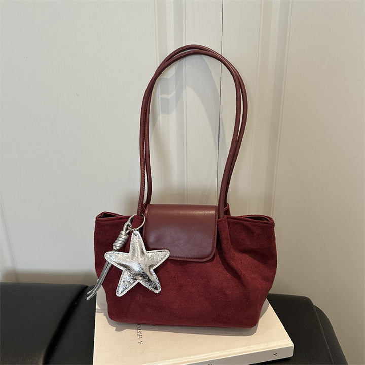 Suede Handbag with Star Charm