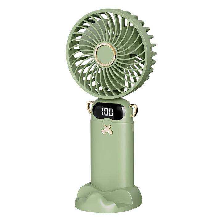 Cooling rechargeable handheld mini fan with digital battery display and cute desktop stand Stornfield